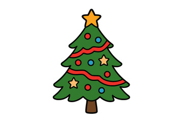 Festive decorated Christmas tree with ornaments and star topper