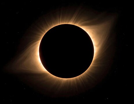 A stunning visual showcases a total solar eclipse, highlighting the sun's corona around a dark disk