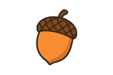 Simple cartoon acorn nut with cap and stem icon design © icon_art