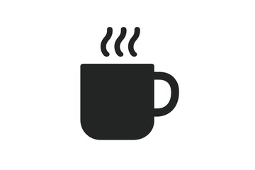 Hot beverage mug icon with steam symbol simple black silhouette