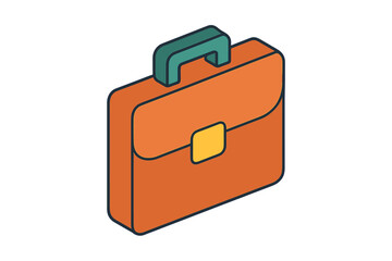 Isometric orange briefcase with teal handle and yellow clasp detail