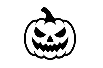 Black and white scary jack o lantern face icon silhouette