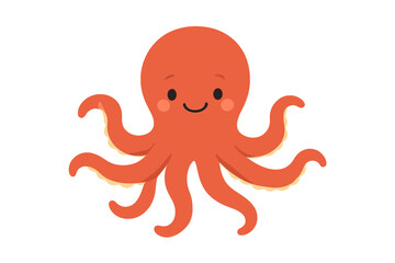 Smiling orange octopus cartoon character with friendly face
