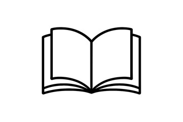 Minimalist outline icon of an open book with blank pages