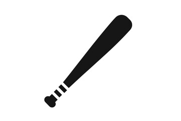 Black silhouette of a baseball bat angled diagonally on white background