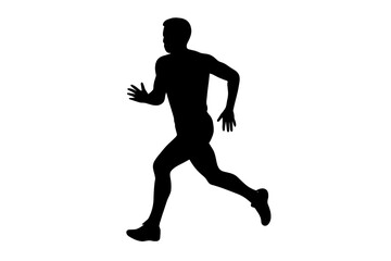 Fototapeta premium Athletic man running in profile view silhouette
