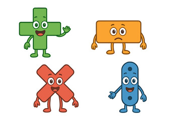 Charming arithmetic operation symbols characters set for elementary education