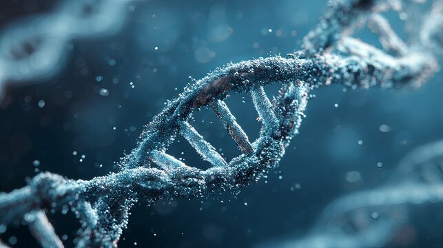 Stunning 3D DNA helix model with microscopic detail, perfect for scientific research, medical publications, and biotech innovation