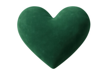 Fototapeta premium Lush velvety green heart symbolizing romance, health, nature, and well-being isolated on transparent background