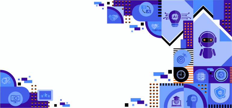 Ai agent generate concept icons. Artificial Intelligence assistant technology for translate,generate images,write code,advertising,law, customer analysis,security,healthcare,study background banner.