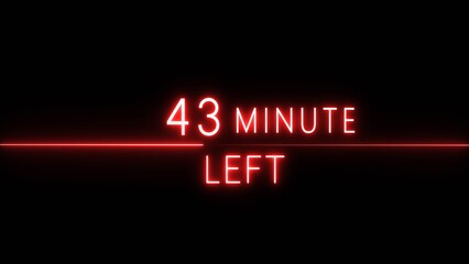 43-minute left countdown illustration. Neon countdown number. Coming soon timer minute.