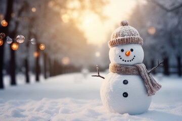 Fototapeta premium Christmas snowman winter decoration.