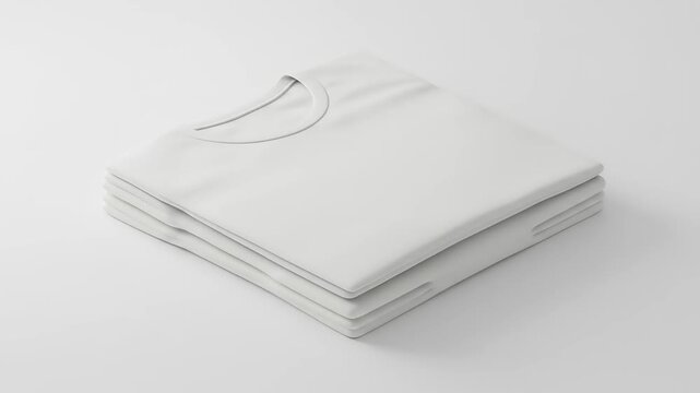Neatly folded white t-shirts stacked on a clean surface, showcasing simplicity and minimalism