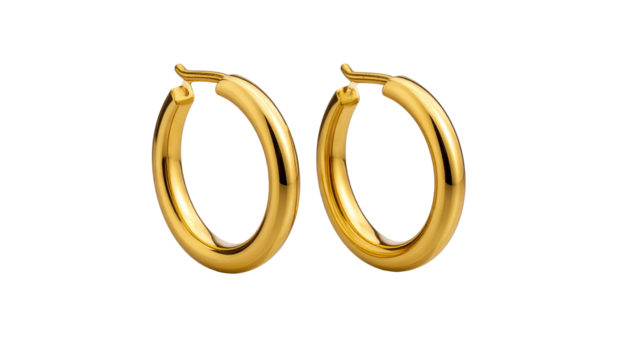 Elegant Gold Hoop Earrings With Thick Circular Design For Jewelry Fashion And Luxury Accessory
