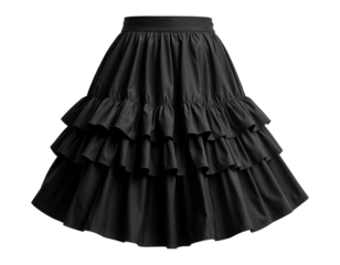 Elegant Black Tiered Ruffle Skirt