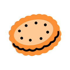 Colored Flat Illustration of a Cookie Biscuit