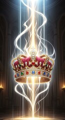 Majestic Crown Radiating Divine Energy in a Mystical Realm.