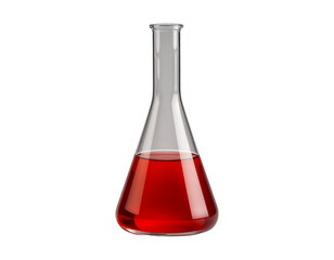 Conical Flask with Red Liquid for Chemistry Experiments