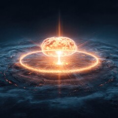 Obraz premium Nuclear explosion over earth