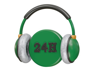 24H headphone icon 3d illustration render