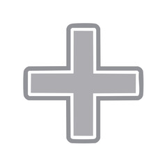 Obraz premium Grey plus sign icon with white outline representing addition healthcare or positive concept