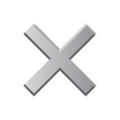 Fototapeta premium Metallic Gradient Cross Symbol with Subtle Shadow Effect