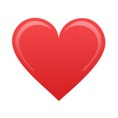 Bright red heart shape with glossy finish and highlight effect