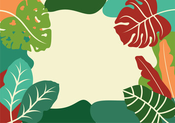 Tropical Leaves Flat Vector PNG Images