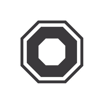 Dark gray octagonal geometric shape with a white outline an abstract icon symbol