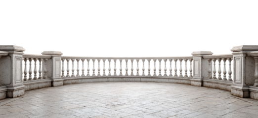 Elegant White Stone Balcony with Ornate Railing and Spacious Open View for Luxury Architecture and Exterior Design