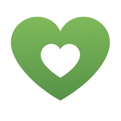 Green heart shape with a white heart cutout symbolizing love and health concepts