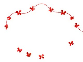 Festive red ribbon bows border for celebration and greeting cards