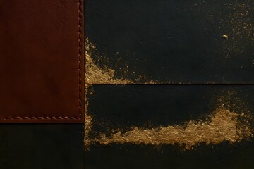 Texturierte Oberfl&auml;che - Webseiten Hintergrund - Pr&auml;sentation - Dunkles Leder mit Goldakzent