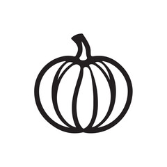 A cartoon pumpkin vector illustration in a cute and simple style, featuring the pumpkin's characteristic round shape and clean line details.