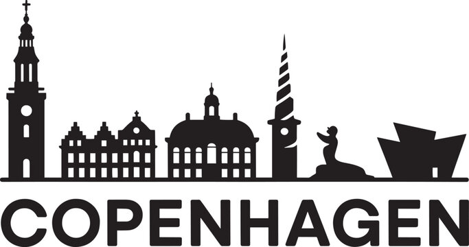 Copenhagen denmark nordic scandinavia capital city skyline silhouette travel vector