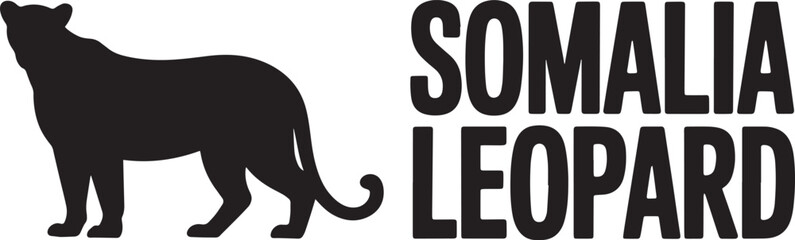 Somalia leopard vector silhouette illustration feline predator wild cat profile jungle safari wildlife animal