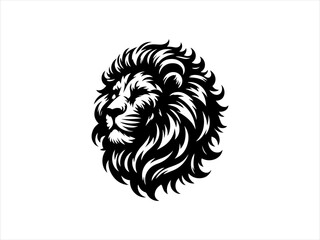 Fototapeta premium Lion head silhouette forms a bold vector emblem in black. Logo design concept