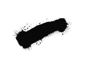 Black ink grunge brush strokes vector silhouette illustration with paint splash and dirty texture design element