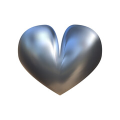 Elegant 3D heart with chrome depth and metal silver shine. Y2k tones meet smooth chrome finish, forming a metallic 3D masterpiece.