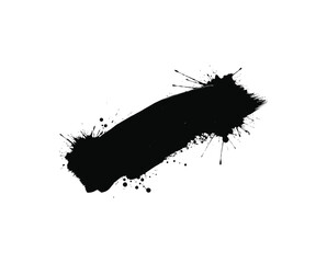 Black and white vector illustration of grunge ink and paint splashes, stains, and brush stroke elements