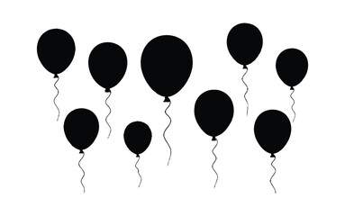 Black and white vector illustration of balloons for a fun birthday party celebration decoration