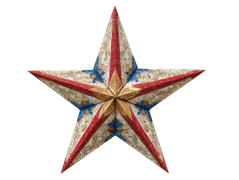 Isolated red star symbol for Christmas decoration, celebration sign, and holiday design