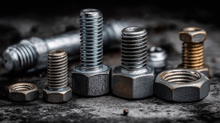 Close-Up of Assorted Bolts and Nuts