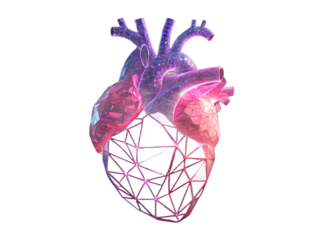 Abstract Low Poly Geometric Human Heart Organ