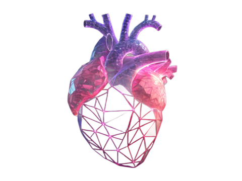 Abstract Low Poly Geometric Human Heart Organ - Powered by Adobe