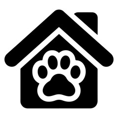 Black and White Illustration of a Dog House