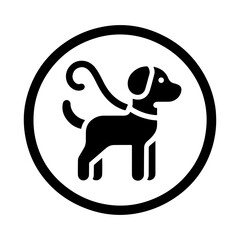 Black and White Illustration of Pets on a Leash Symbol
