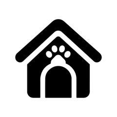 Black and White Illustration of a Dog House
