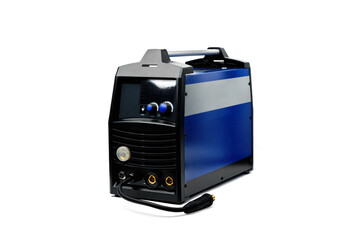 Blue automatic welding isolated on white background.