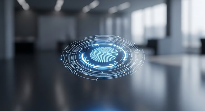 Futuristic Digital Fingerprint Biometric Security Scan - Powered by Adobe